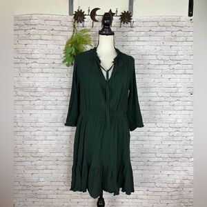 Knox Rose Forest Green Long Sleeve Tiered Dress